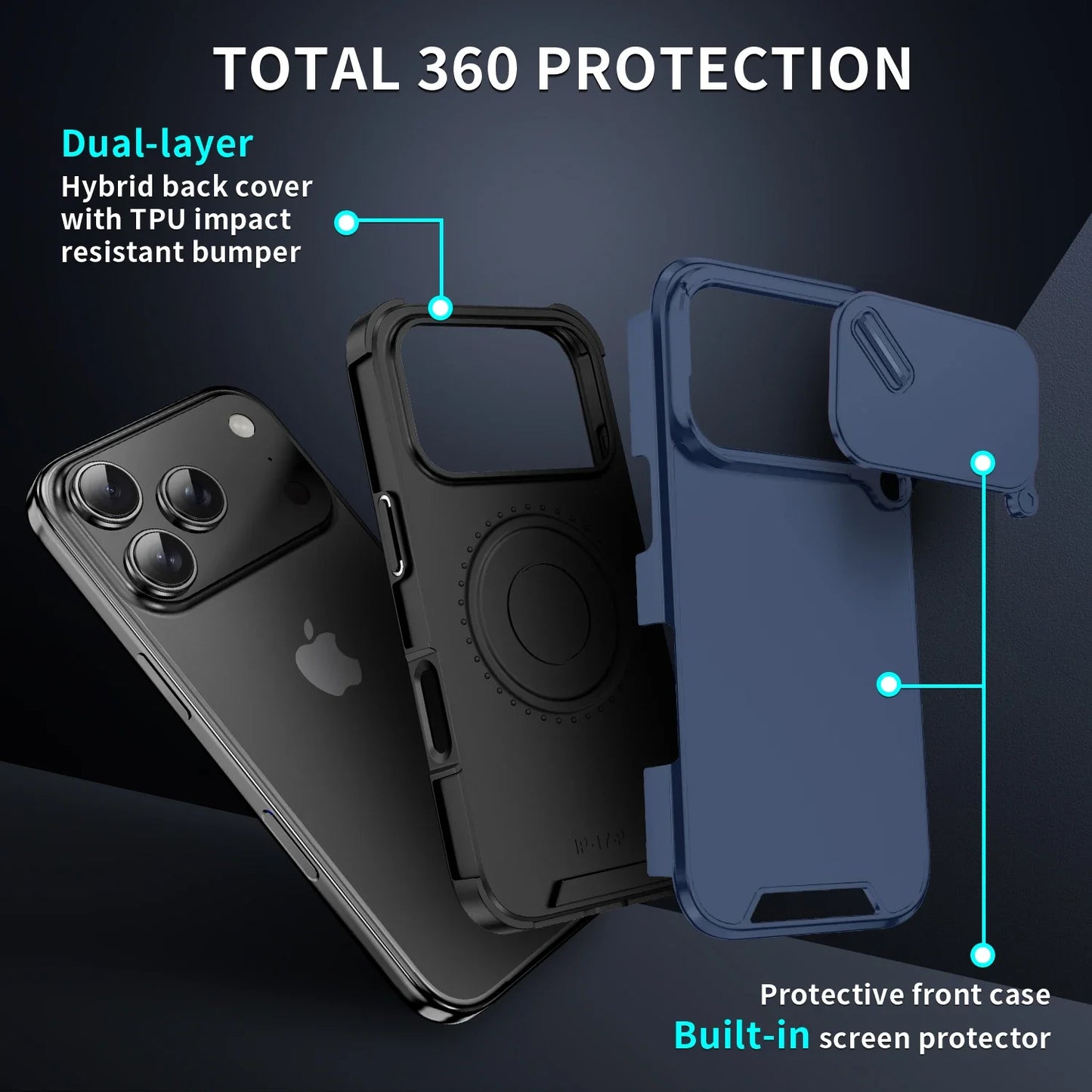 Funda anticolisión a prueba de golpes para iPhone 17 Pro Max 17Air 17Pro 16E, fundas protectoras para cámara deslizante para iPhone 17 Air Cover