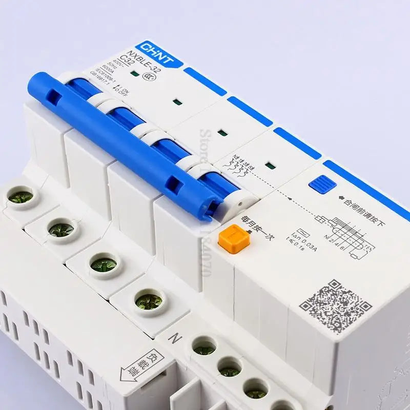 CHINT-Disyuntor de corriente Residual RCBO NXBLE-32 4P 30mA C10A 16A 20A 25A 32A, reemplazo de DZ47LE-32 RCBO