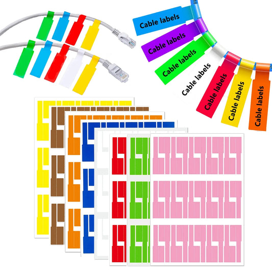 Etiquetas para Cables, Etiquetas de Colores Resistentes al Agua para la Gestión de Cables, Etiquetas Autoadhesivas Resistentes a Desgarros para Cables