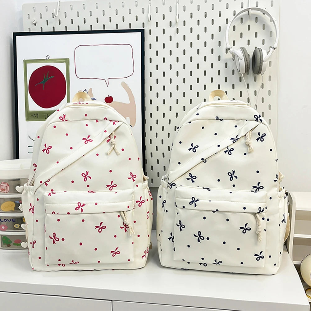 Mochila escolar universitaria con pajarita, 3 uds., con fiambrera, estuche para lápices, mochilas bonitas para niñas, conjunto de mochila escolar para chicas adolescentes
