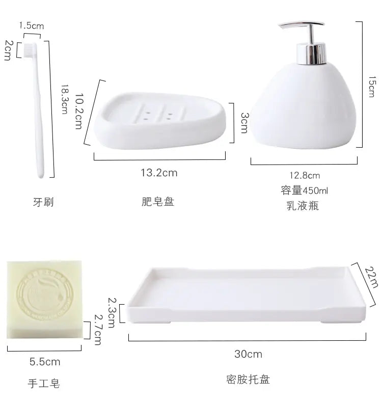 6 unids/set de cerámica de imitación de mármol, juego de accesorios de baño, dispensador de jabón/soporte para cepillo de dientes/vaso/productos jabonera
