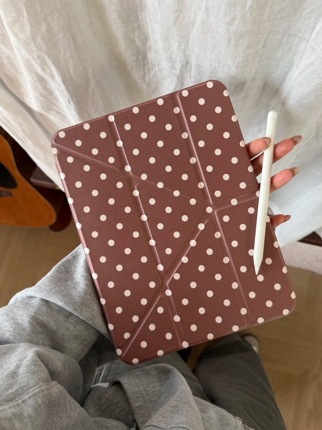 Funda para iPad plegable en Y con lunares y cierre a presión (6 colores) para iPad10/11th Air 11 4/5 10,9 Pro 11 12,9 iPad 10,2 7/8/9th Gen