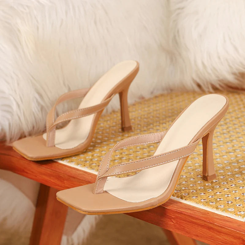 Liyke, moda de verano, zapatillas finas de tacón alto, chanclas de playa con Clip cuadrado para mujer, zapatos, sandalias de gladiador, chanclas para mujer