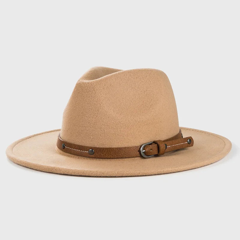 Sombrero Fedora de lana nueva para mujeres y hombres, moda de invierno y otoño, sombreros de Jazz para Iglesia, sombrero de fieltro de ala plana vikingo británico, sombreros de fieltro informales para exteriores