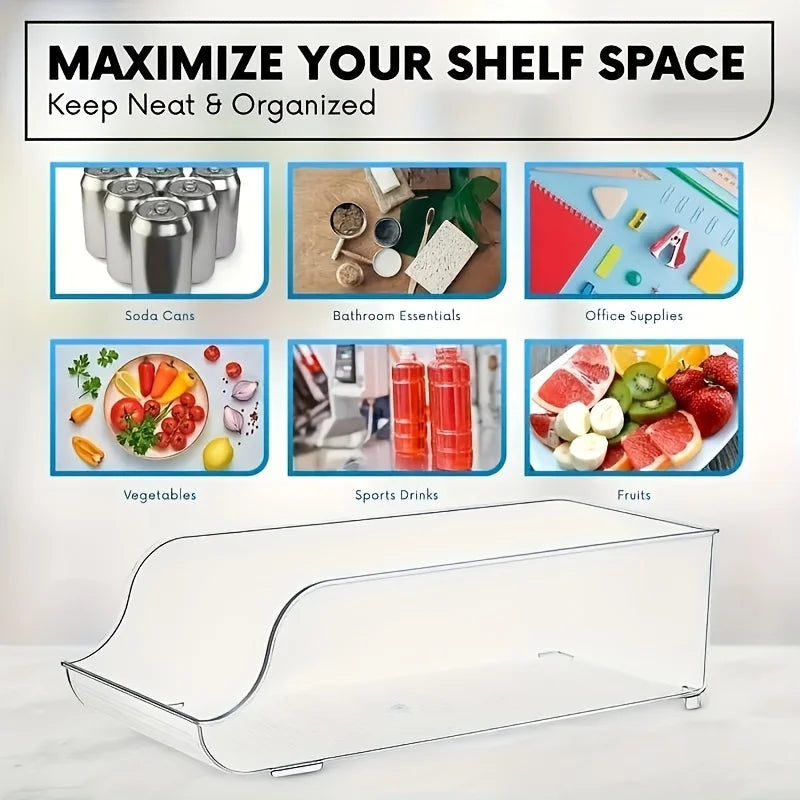 Caja de almacenamiento para refrigerador doméstico, refrigerador de cocina, estante de almacenamiento apilado de gran capacidad, organización de agua, aperitivos y latas