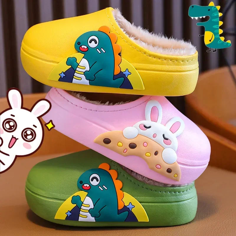 Zapatos de invierno para niños, zapatillas bonitas de dibujos animados, cálidas, impermeables, antideslizantes, para el hogar, para niña, niño, bebé, zapatos de algodón para padres e hijos