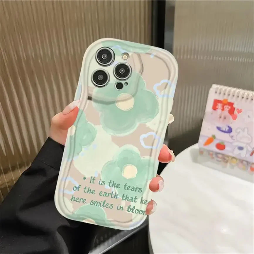 Funda de teléfono para OPPO Realme C53 C55 C11 2021 C33 C31 C35 C21Y C25Y C20 C21 C12 C15 C25 C30 C30S C25S 5 5i 5s 6i cubierta ondulada de flores