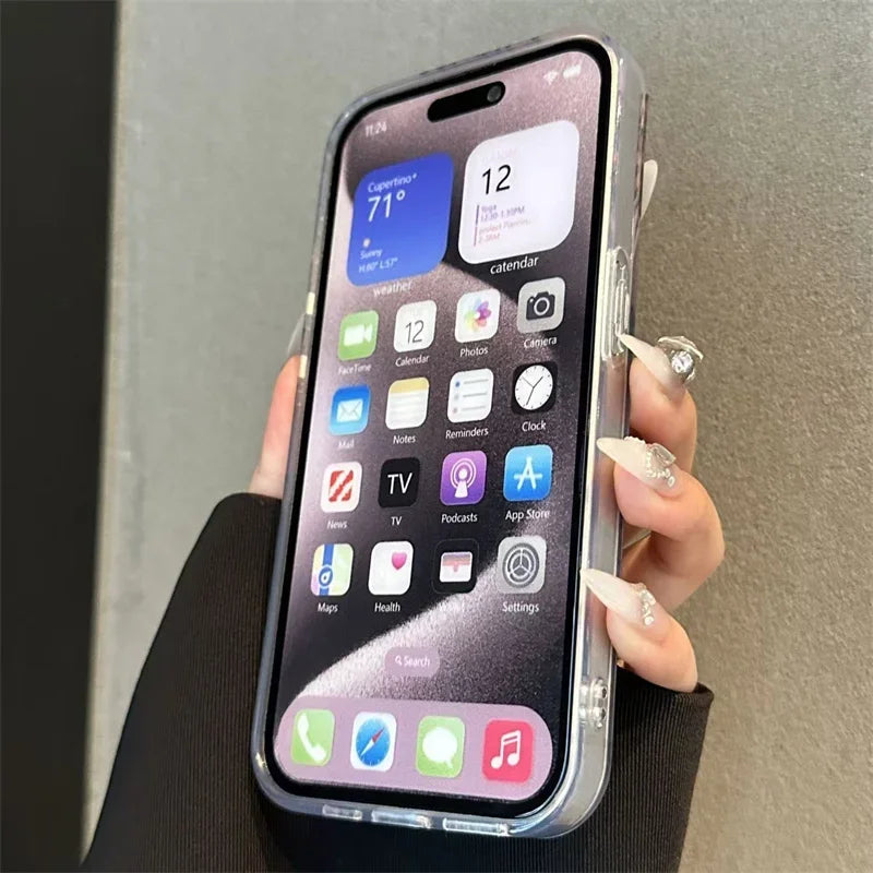 Funda de teléfono con carga inalámbrica magnética, bloque de Color, nube, para IPhone 16, 15, 14, 13, 11, 12 PRO MAX X XS XR 7 8 Plus, funda transparente para niñas