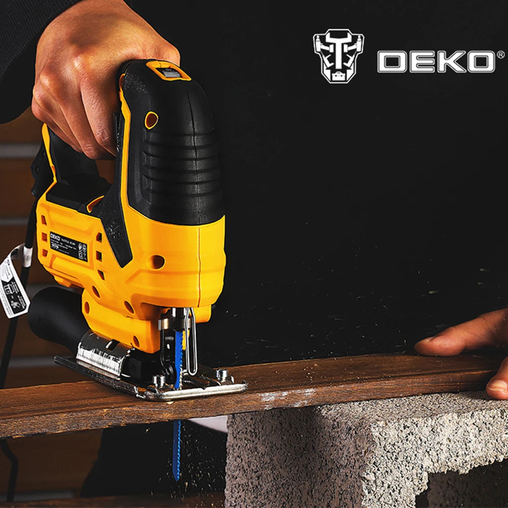 DEKO 220V DKJS55XL65 550W JIG SAW herramientas eléctricas para carpintería sierra eléctrica con regla guía hoja de sierra llave Allen
