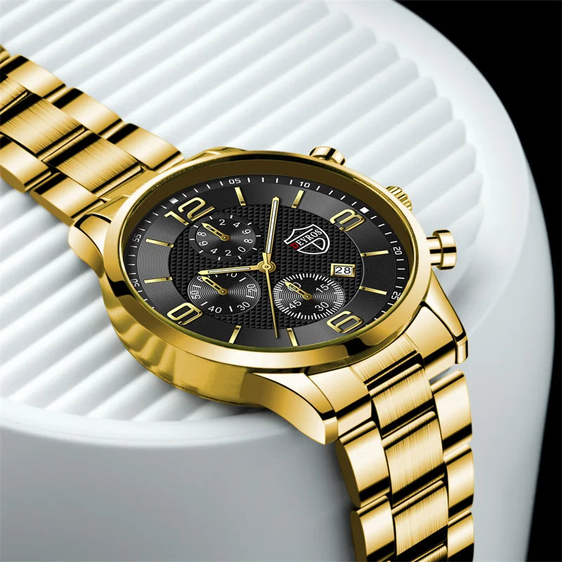 reloj hombre Relojes deportivos para hombre, pulsera de cuarzo de acero inoxidable, de lujo, informal, luminoso, de cuero
