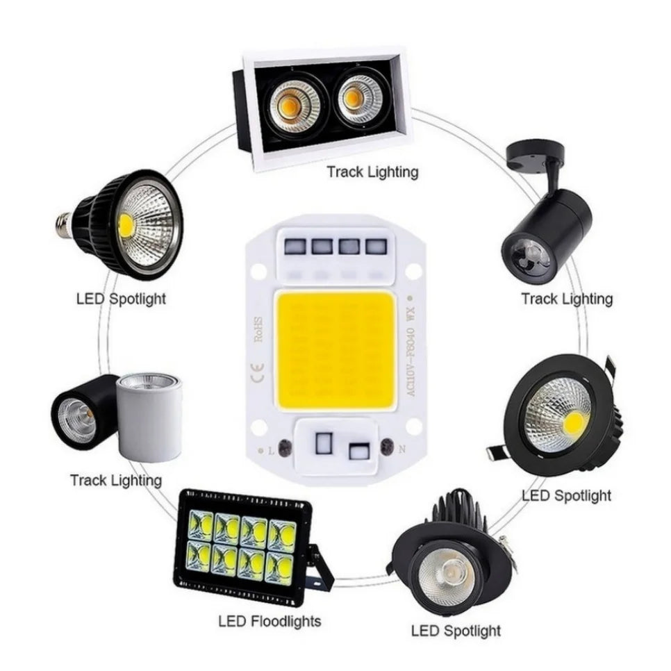 Lámpara LED COB con cuentas, 20W, 30W, 50W, 220V, IP65, IC inteligente, sin necesidad de controlador, luz de inundación DIY, foco de bombilla Led, lámpara con Chip para exteriores más brillante