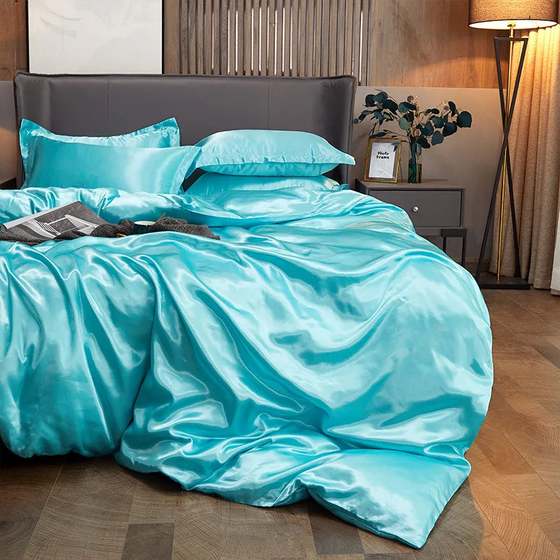 Juego de funda nórdica de cama 120/150/180/200 Tencel, juego de cama de seda negro, verde, blanco, Sábana de verano, Sábana bajera elástica de lujo 180x200