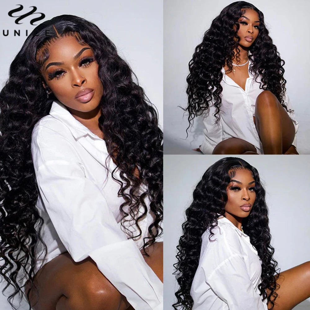 Extensiones de Cabello Natural Unice Hair, Ondulado Profundo, 1/3/4 Piezas, Color Natural, 100% Cabello Humano, Extensiones para Coser, Tejidos Rápidos