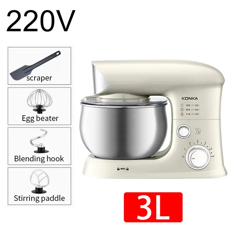 Máquina de Cocina Multifuncional 2026, Amasadora de Masa Pequeña de 3-5 Litros, Batidora de Huevos Eléctrica Automática para el Hogar