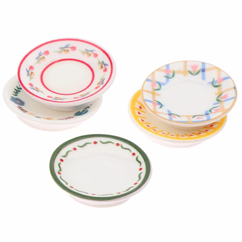 5 Piezas de Mini Platos para Casa de Muñecas 1/12, Modelo de Simulación de Cocina, Decoración para Casa de Muñecas, Accesorios para Casa de Muñecas, Juguetes de Imitación