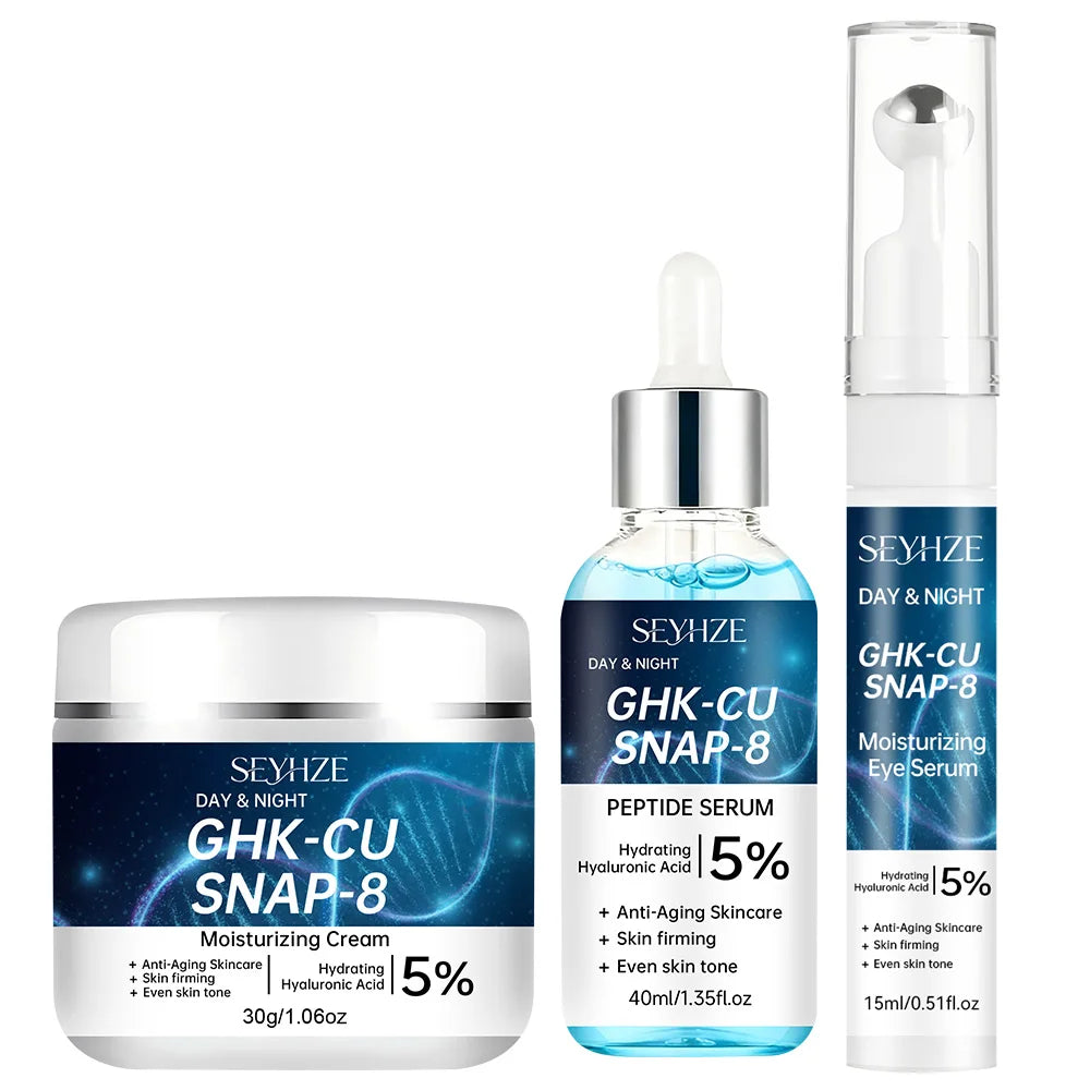 Kit de cuidado facial SEYHZE de 3 piezas con esencia para ojos, crema hidratante y sérum - Reafirmante, unifica el tono de la piel, hidratación profunda