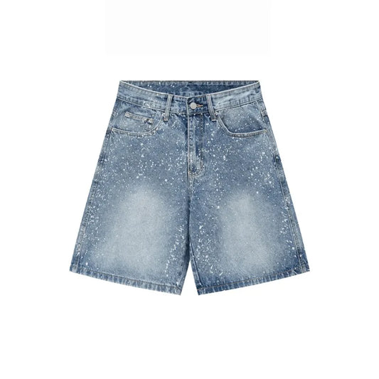 Pantalones Cortos Vaqueros Vintage para Hombre, Estilo Retro Americano, Cintura Alta, Corte Holgado, Cinco Pulgadas, Casuales, Verano