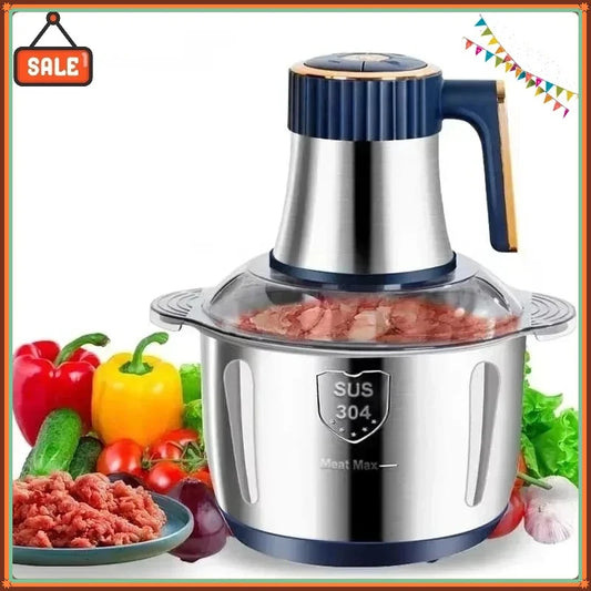Picadora de Carne Eléctrica de Gran Capacidad de 5L, Trituradora de Alimentos, Picadora de Vegetales, Procesador Multifuncional de Cocina