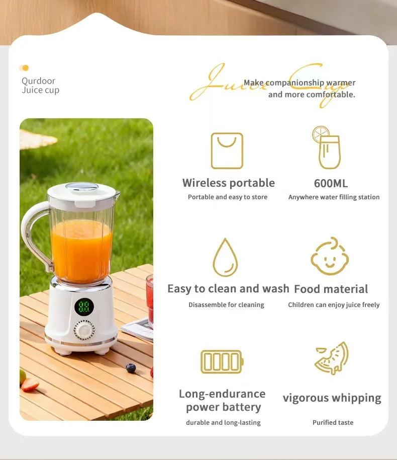 Licuadora Eléctrica Inalámbrica Portátil, 12 Cuchillas, 3000mAh, Exprimidor de Frutas, Uso Doméstico, Trituradora de Hielo, Mezcladora de Alimentos Auxiliar para Naranjas