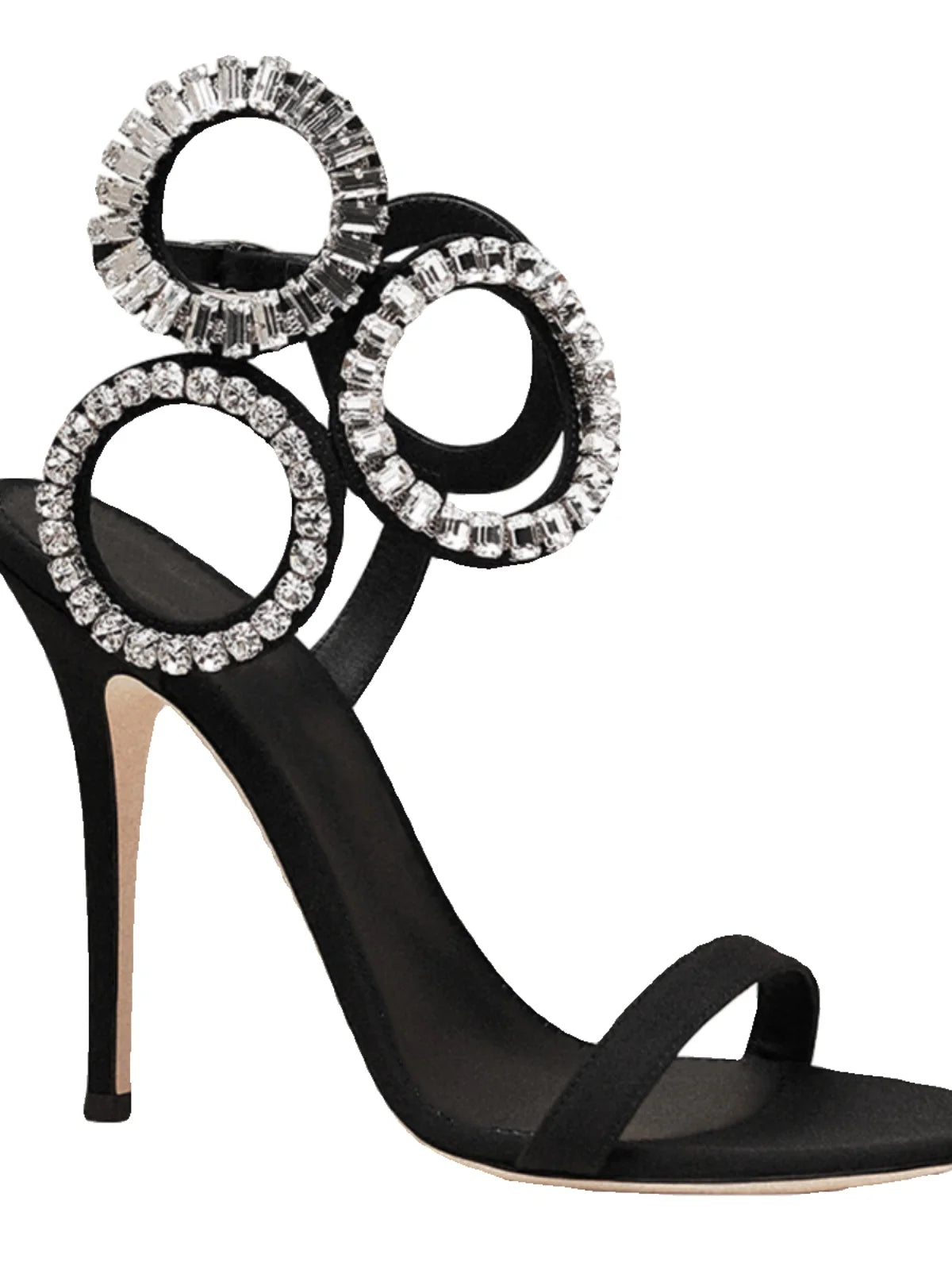 Circle Heels 2024 Nuevo vestido Zapatos de boda con sandalias romanas de tacón abierto con diamantes de imitación