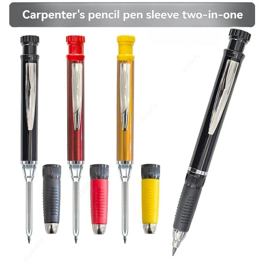 Portaminas de carpintero sólido con sacapuntas incorporado, marcador de Agujero profundo recargable de 2,8mm para herramienta de construcción de carpintería