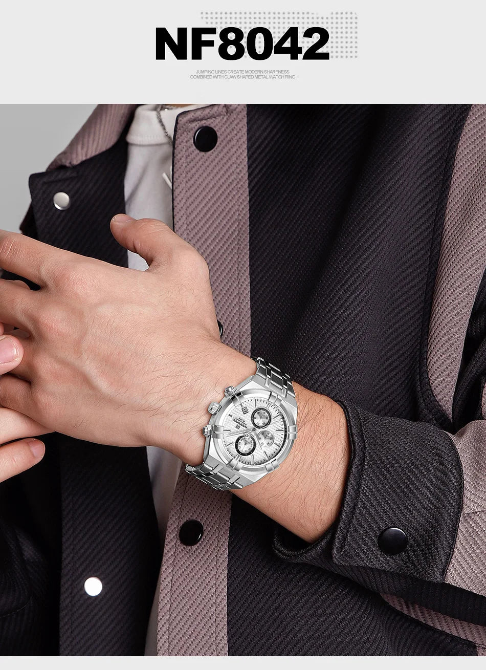 NAVIFORCE relojes originales para hombre, cronógrafo deportivo de cuarzo a la moda, reloj de pulsera para hombre Simple salvaje resistente al agua con pantalla