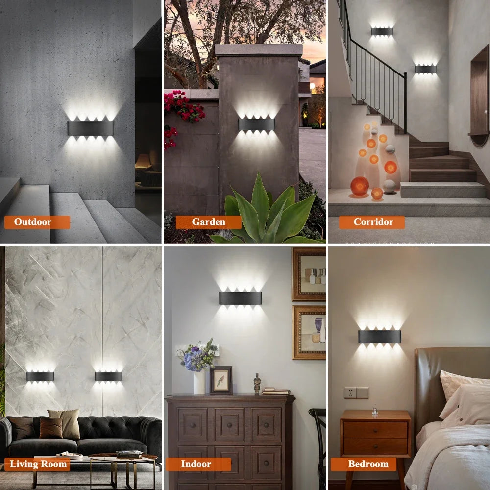 Lámpara Solar de pared para exteriores, luz cálida, impermeable, iluminación luminosa arriba y abajo, luces decorativas para balcón, patio y jardín, pared Exterior