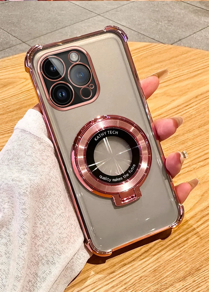 Funda de teléfono con revestimiento magnético para Xiaomi Redmi Note 11 13 14 Pro Plus 12C 13C 14C Poco X3 X5, funda con soporte transparente