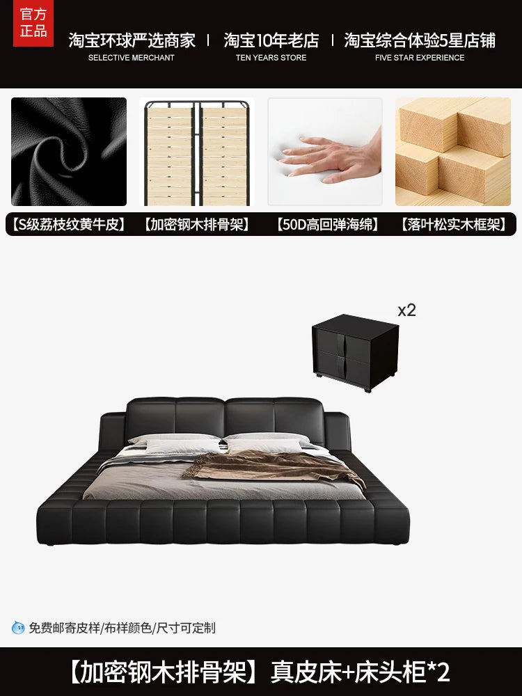 Tatami italiano de cuero Artificial de 180x200cm, cabecero alto, muebles de cama doble de lujo, juegos de cama con marco queen, muebles completos