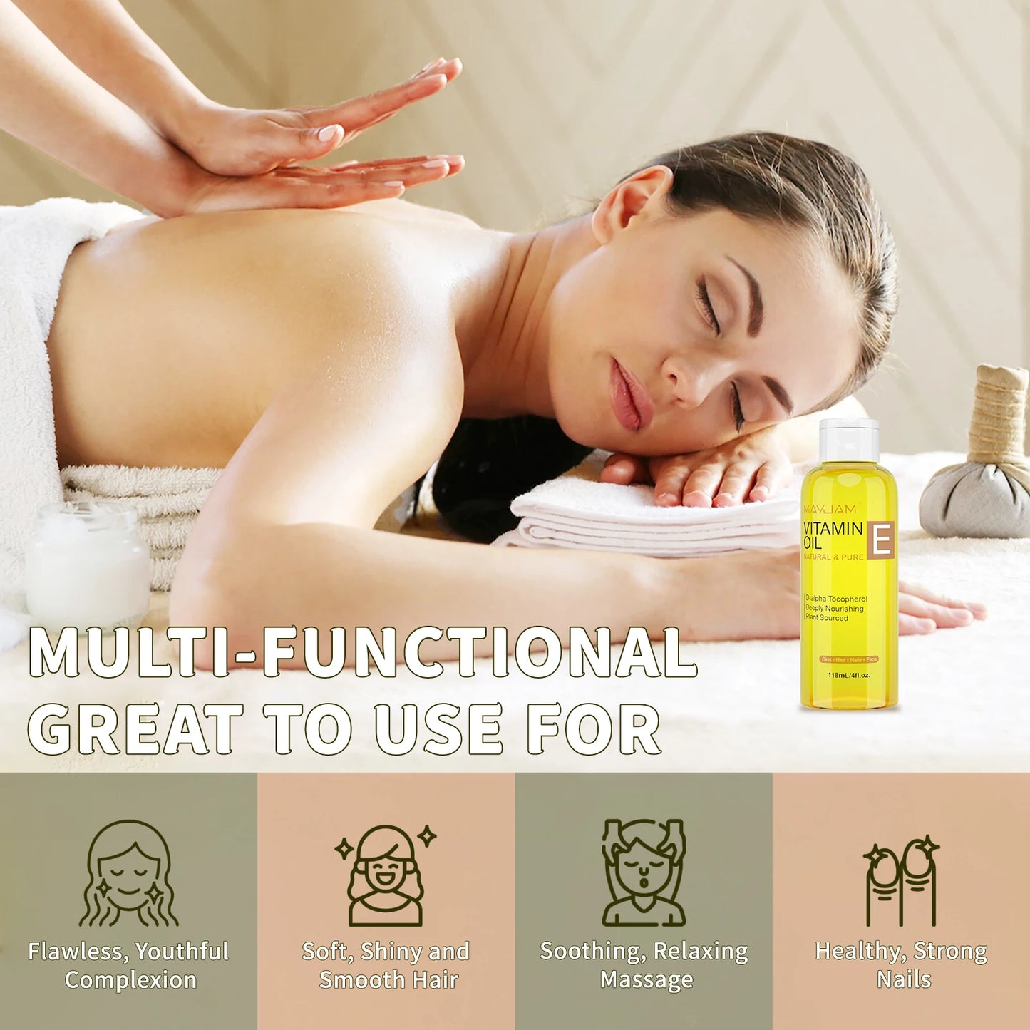 MAYJAM Aceite de vitamina E natural y puro Cuidado de la piel Hidratante Ilumina el tono de la piel 118 ml 236 ml Aceite para el cuidado de la cara