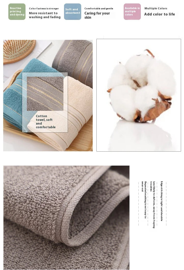 Toalla facial totalmente de algodón Clase A, Jacquard absorbente grueso, poliéster, algodón, agradable para la piel, Toalla de baño de algodón puro, toalla para adultos