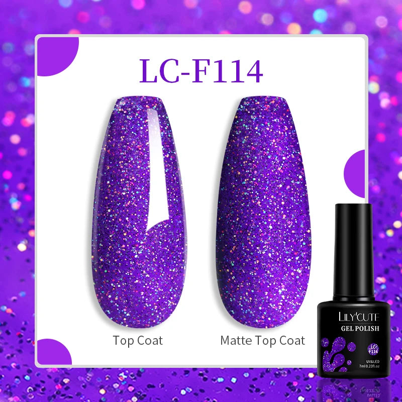 LILYCUTE-esmalte en Gel para uñas, barniz semipermanente para manicura, con LED UV, 129 colores, 7ML