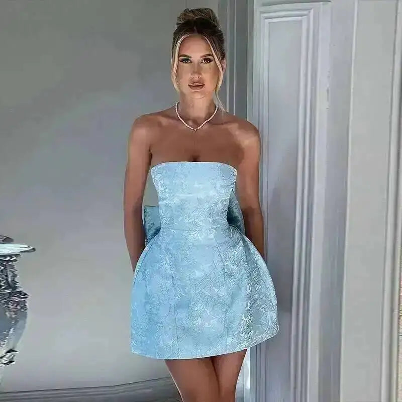 Townlike-Vestido corto de Jacquard con espalda descubierta para mujer, minivestido elegante con lazo y corte en A, Sexy, para fiesta, primavera y verano, 2024