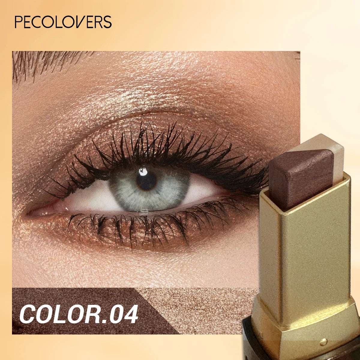 Barra de sombra de ojos de doble color, color de ojos mezclable para maquillaje diario, marrón y rosa, producto cosmético para maquillaje de ojos, 1 ud.