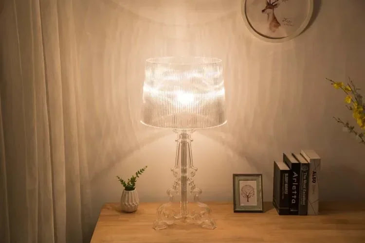 Lámpara de mesa de fantasma barroco blanco transparente de diseñador nórdico, iluminación para sofá, decoración, luz ambiental LED
