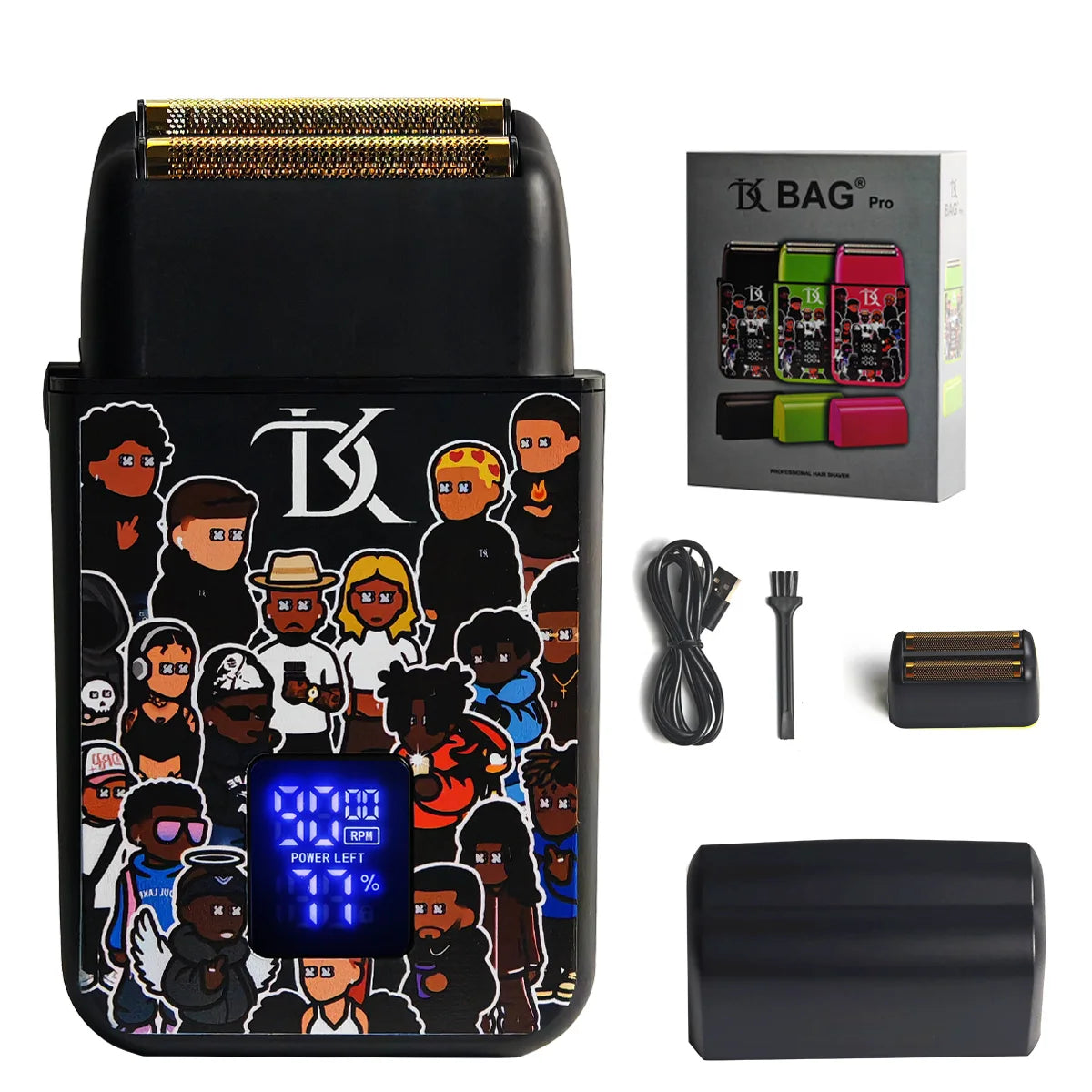 Cortapelos profesional para hombres 2025 DKBAG-078 recortador de barba dentada con cuchilla DLC con carga USB y Motor sin escobillas 7200 RPM