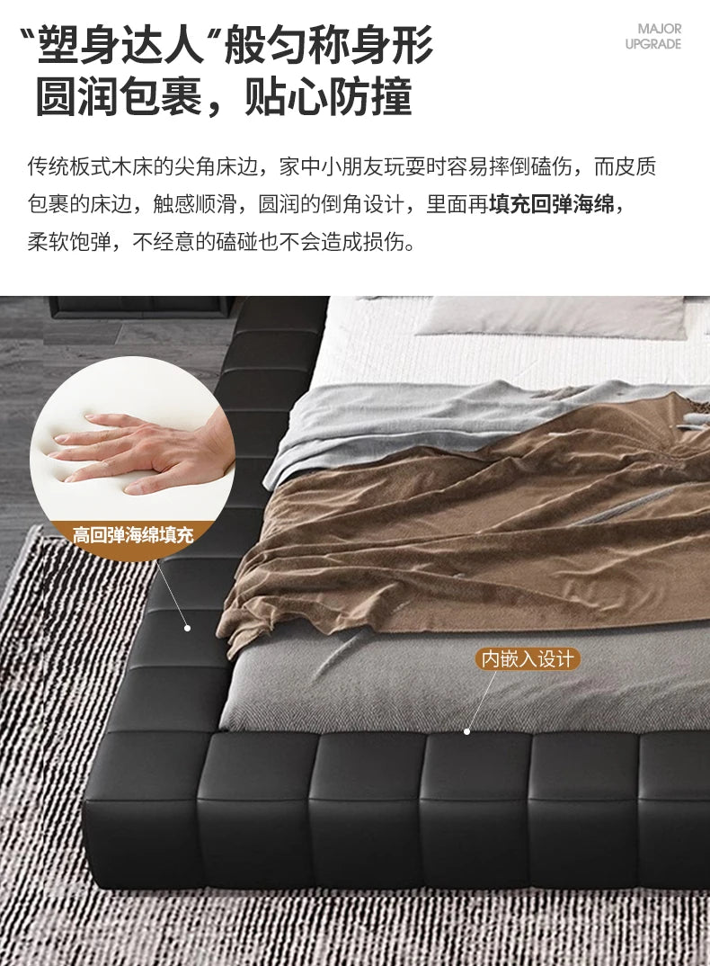 Tatami italiano de cuero Artificial de 180x200cm, cabecero alto, muebles de cama doble de lujo, juegos de cama con marco queen, muebles completos