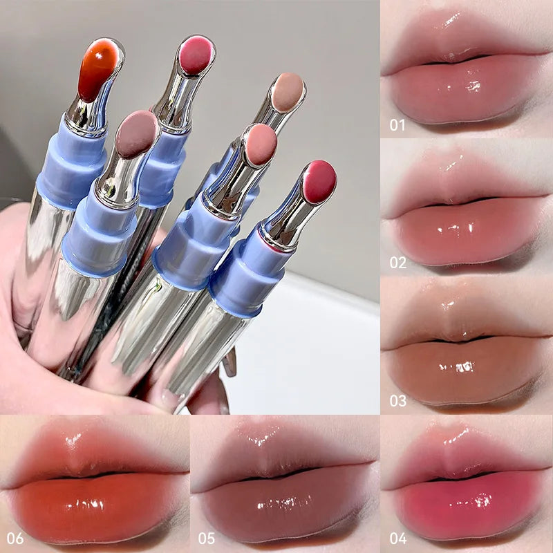 Brillo Labial con Esencia Acuosa de Espejo, Larga Duración, No Pegajoso, Voluminizador, Brillo Labial Líquido, Esmalte Labial en Gel, Maquillaje Hidratante, Tinte Labial