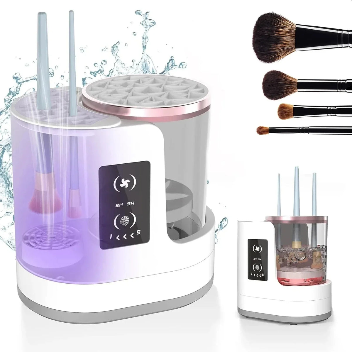 Limpiador de brochas de maquillaje eléctrico USB 3 en 1 con dispositivo de soporte automático de secado rápido-herramienta de libro de limpieza y secado de brochas de maquillaje