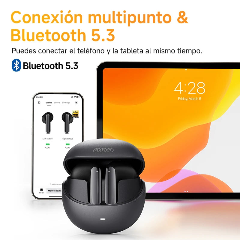 QCY HT10 AilyBuds Pro + auriculares inalámbricos Bluetooth Hi Res LDAC Audio adaptable ANC cancelación activa de ruido auriculares 28H