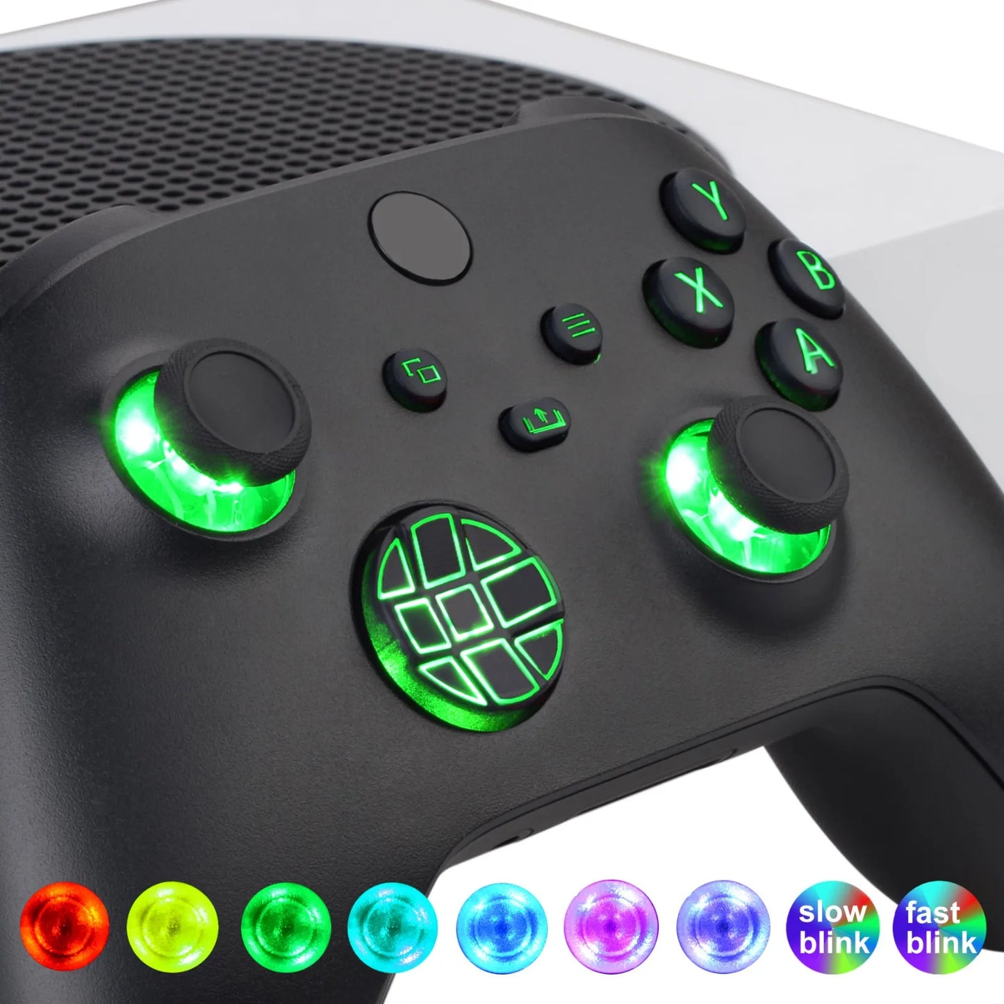 eXtremeRate Kit LED DTF V2 luminoso multicolor para controlador Xbox Series X/S modelo 1914, botones de palanca de mando D-pad