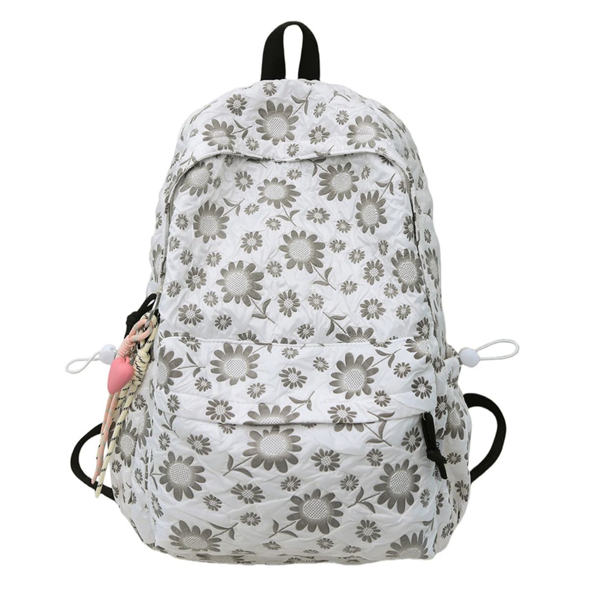 Mochila de nailon con flores para mujer, mochilas escolares ligeras con colgante, mochilas para ordenador portátil, mochila para libros para secundaria y preparatoria