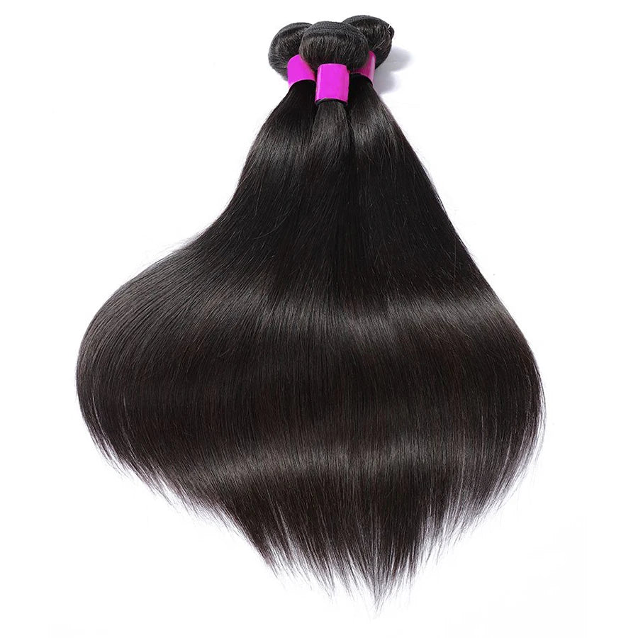 Extensiones de Cabello Humano Liso Sedoso, Cabello Brasileño Remy, 1/3/4 Piezas, Extensiones de Cabello Natural Negro, 14-30 Pulgadas