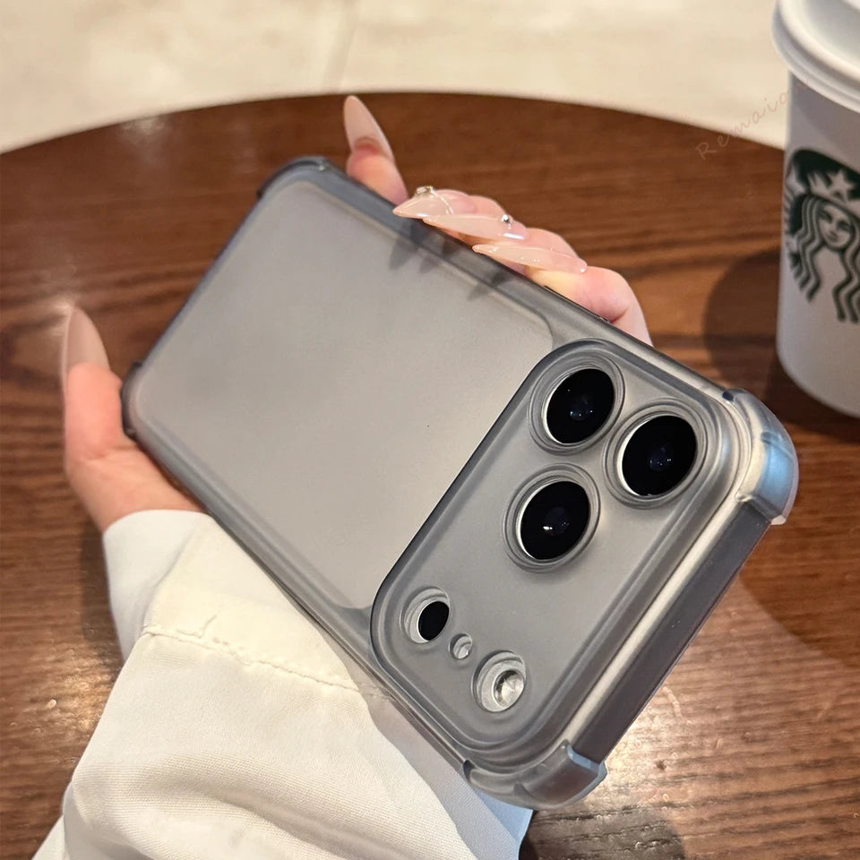Bonita funda de teléfono transparente mate para iPhone 17 Air 16E 14 15 16 11 12 13 Pro Max Plus X XS MAX XR, funda protectora a prueba de golpes