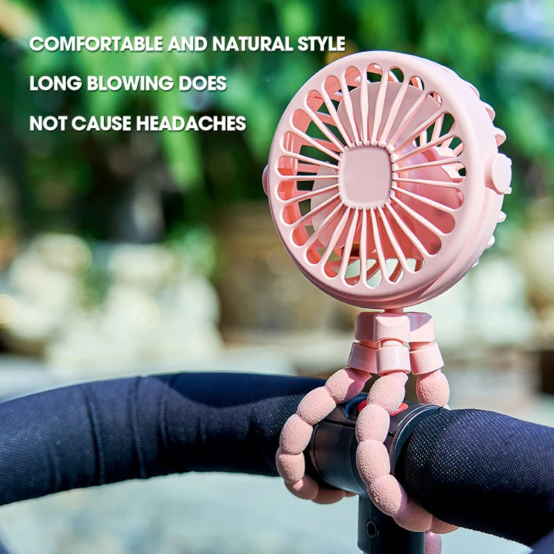 Ventilador Portátil para Cochecito de Bebé HOMEFISH, Ventilador Mini Oscilante con Clip, Funciona con Batería USB, con Trípode Flexible para Cochecito y Asiento de Auto