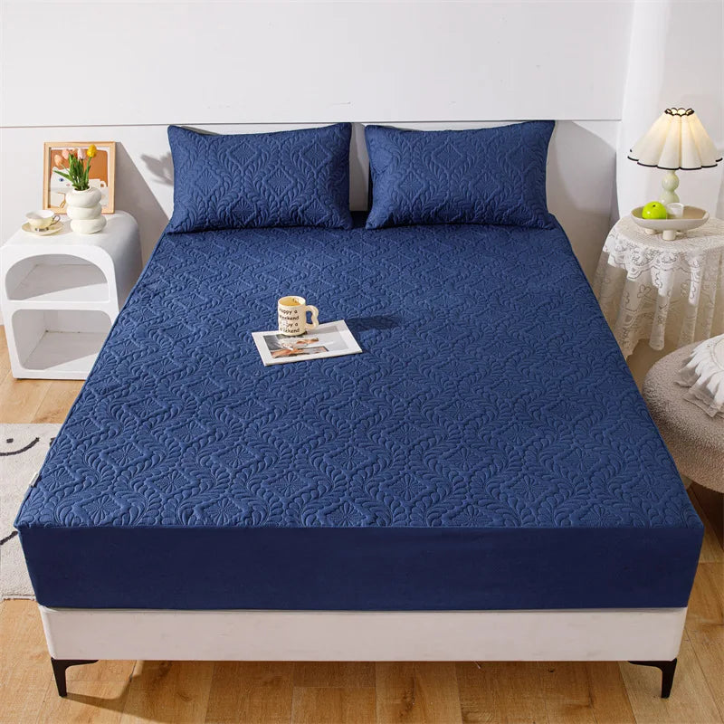 Protector de Colchón Acolchado Impermeable, Funda de Colchón Transpirable, Antiácaros, Antibacteriana, Sábana Ajustable, Sin Funda de Almohada