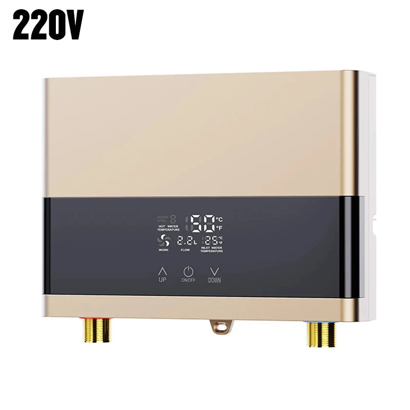 110V/220V Instant Water Heater Bathroom Kitchen Wall Mounted Electric Water Heater Hot Water Shower LCD Temperature Display