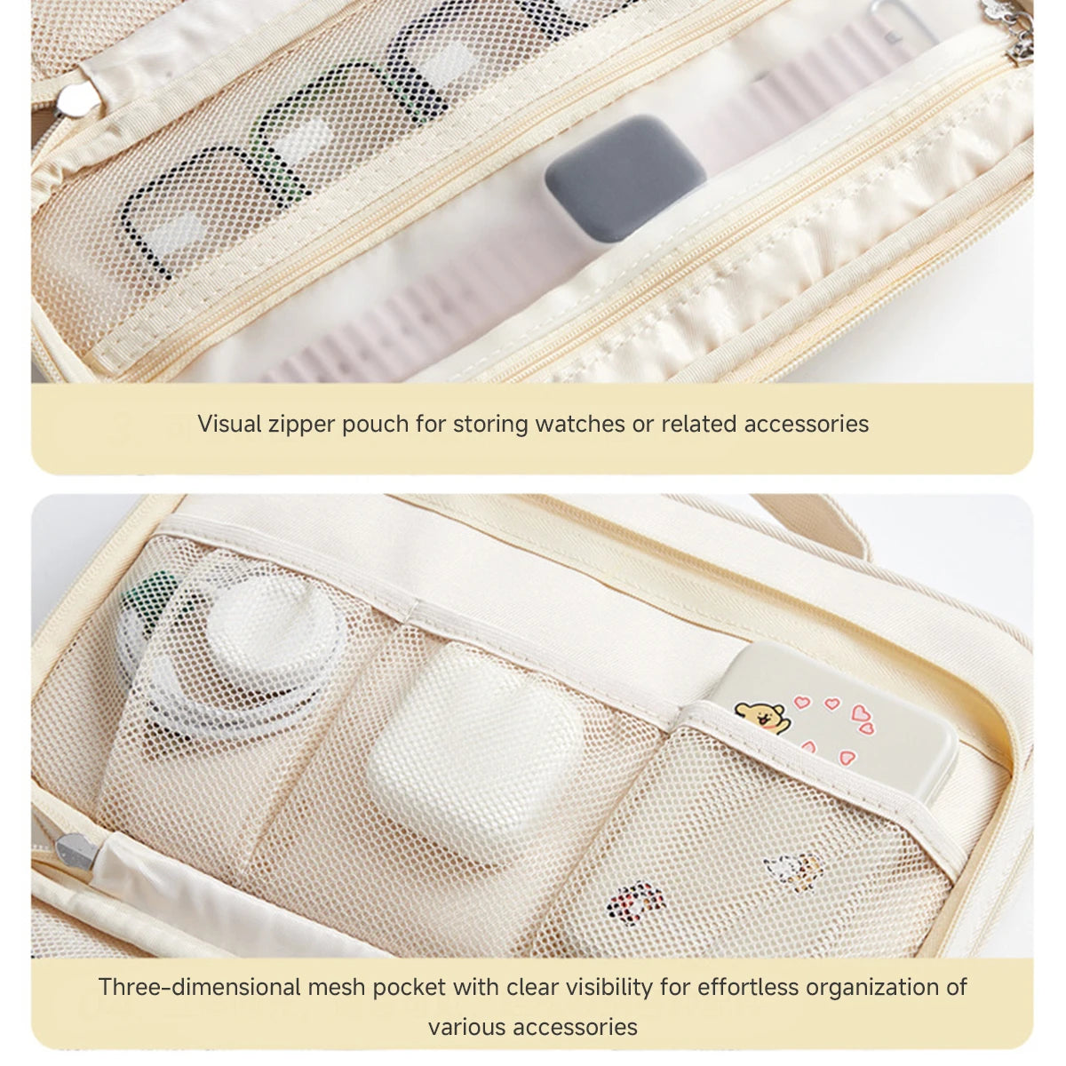 Bolsa de almacenamiento para correas de reloj para mujer, organizador de maquillaje portátil, bolsas de almacenamiento de artículos de tocador de gran capacidad para viaje