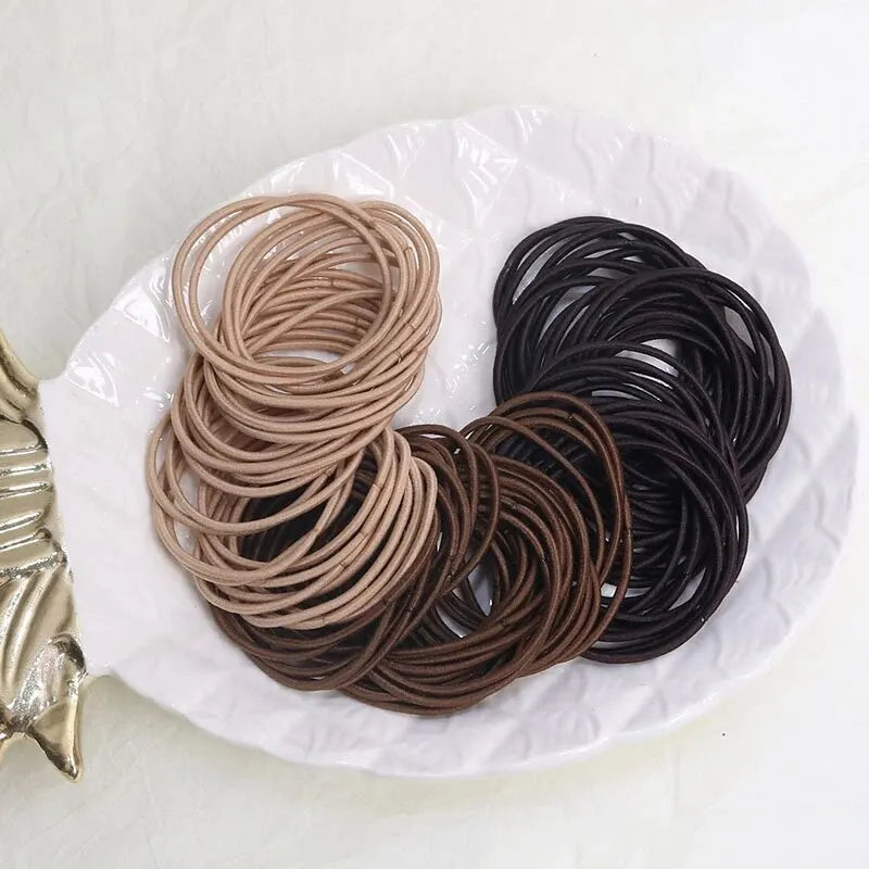 100 unids/set lazos para el cabello bandas de goma elásticas para mujeres y hombres bandas de goma para el cabello fino coleteros accesorios para el cabello para mujeres
