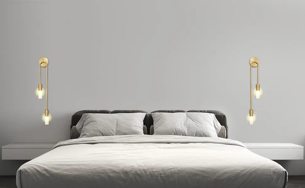 Lámpara de Pared LED Moderna Dorada, Estilo Nórdico, Larga y Rectangular, para Sala de Estar, Dormitorio, Baño, Pasillo, Decoración Interior